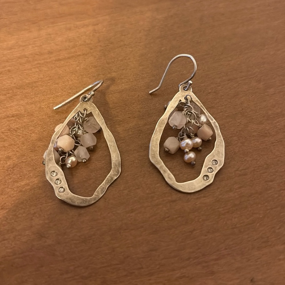 Silpada W2211 sterling  Silver and Pink quartz Dangle Earrings